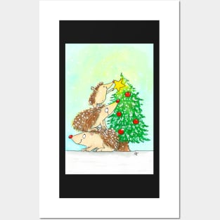 Hedgehog Merry Christmas Posters and Art